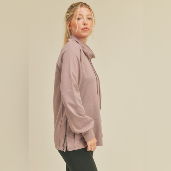 Kimberly C Full Size Drawstring Side Zip Sweatshirt - Picture 3 of 6